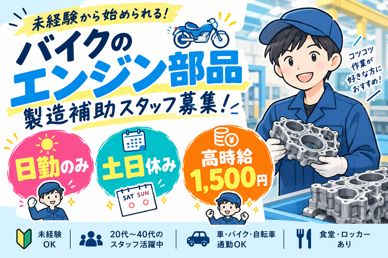 加古川市／時給1500円／8時～17時で残業ほぼなし／製造のサポート／日払いOK イメージ1