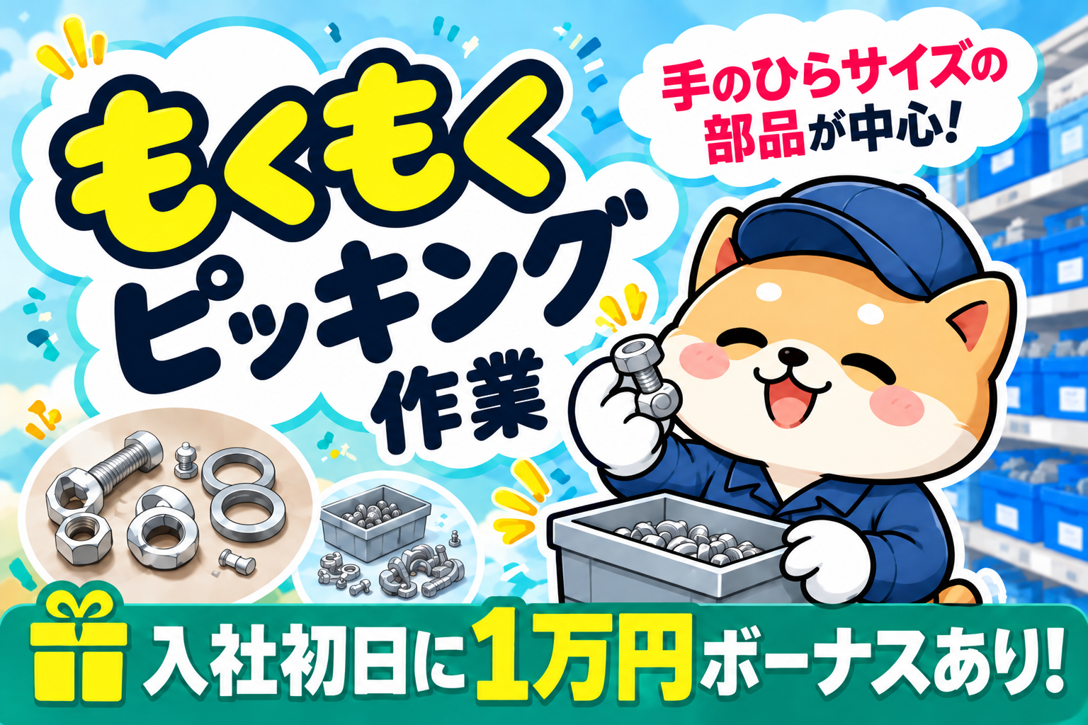兵庫県明石市／最大給1750円／小物部品のピッキング・検品・仕分け／日払いOK イメージ1