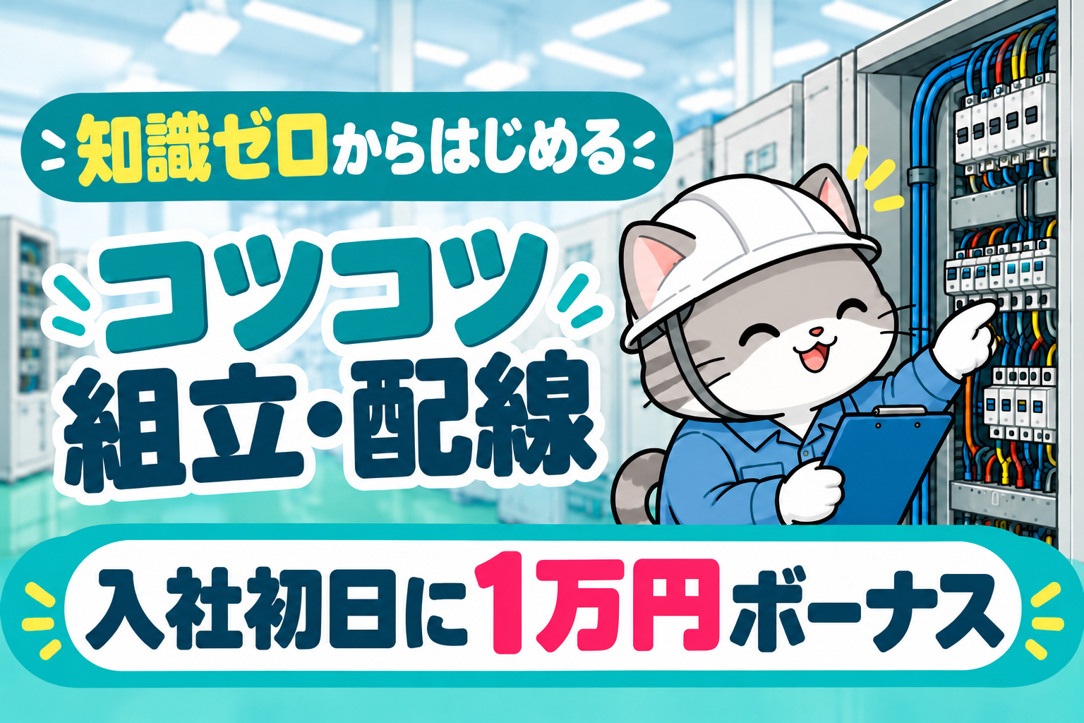神戸市西区／時給1500円／稼げる日勤／配線や部品を取り付ける組立・検査 イメージ1